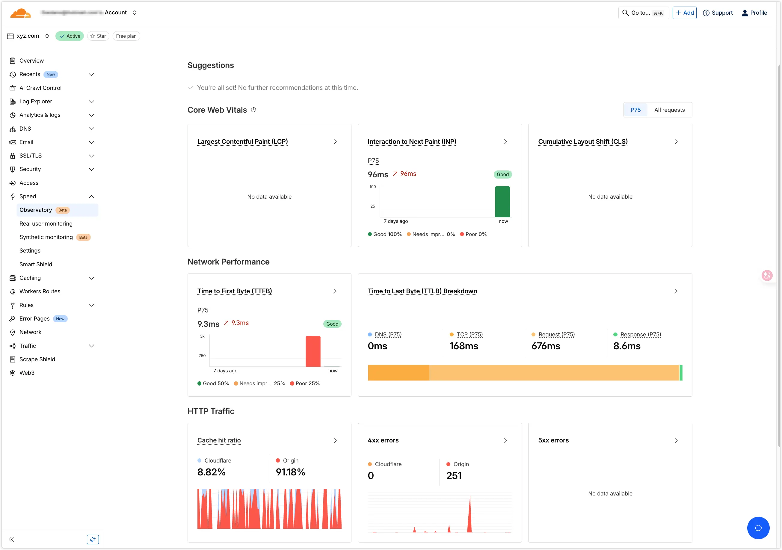 在 Cloudflare 查看加速效果