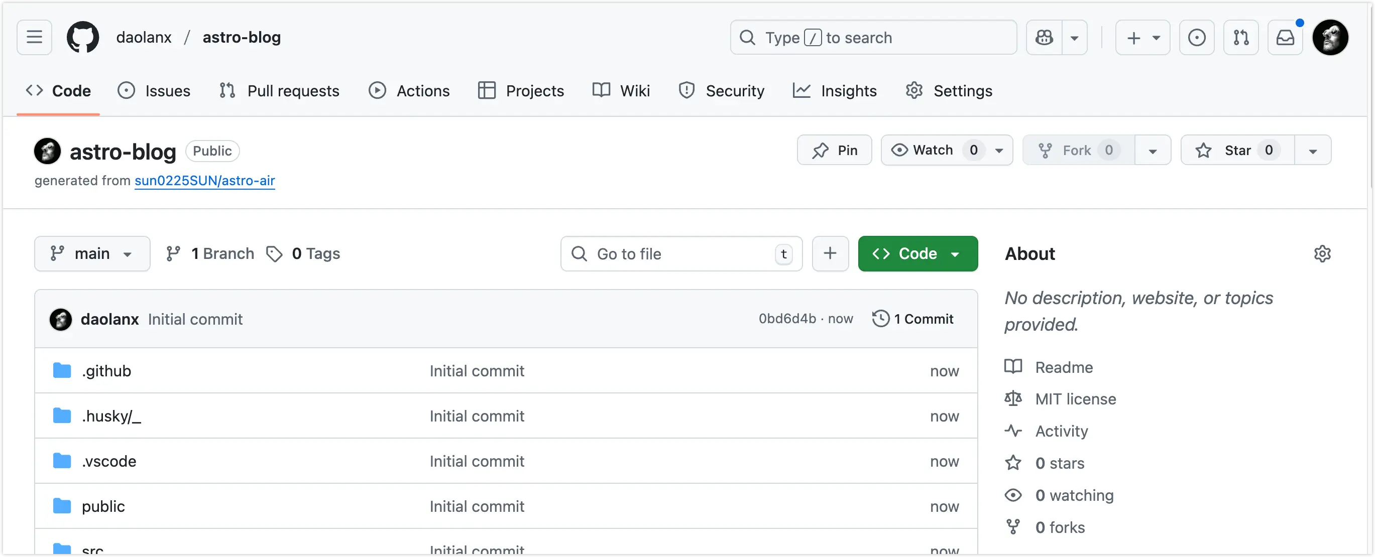 创建新的 Github 仓库